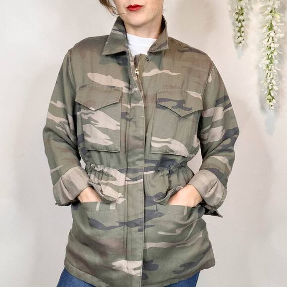NWT RAILS Whitaker Sage Camo jacket faux shearling lining utility cargo - Picture 6 of 12